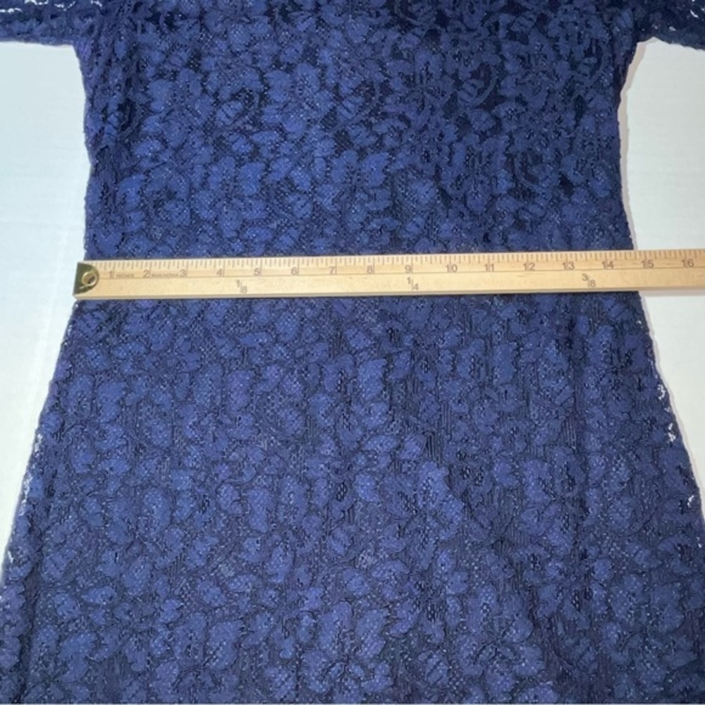 Diane Von Furstenberg Zarita Lace Midnight Blue Sheath Dress Size 10 - Picture 10 of 15